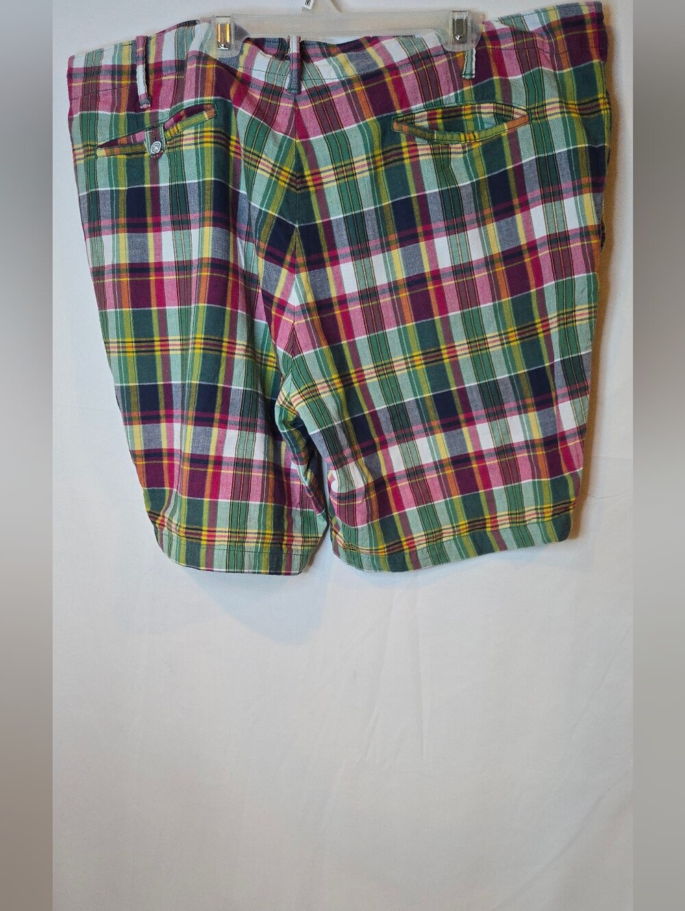 Polo Ralph Lauren Vintage Madras Men's 40 Plaid Cotton Shorts Green Pink - Picture 5 of 7